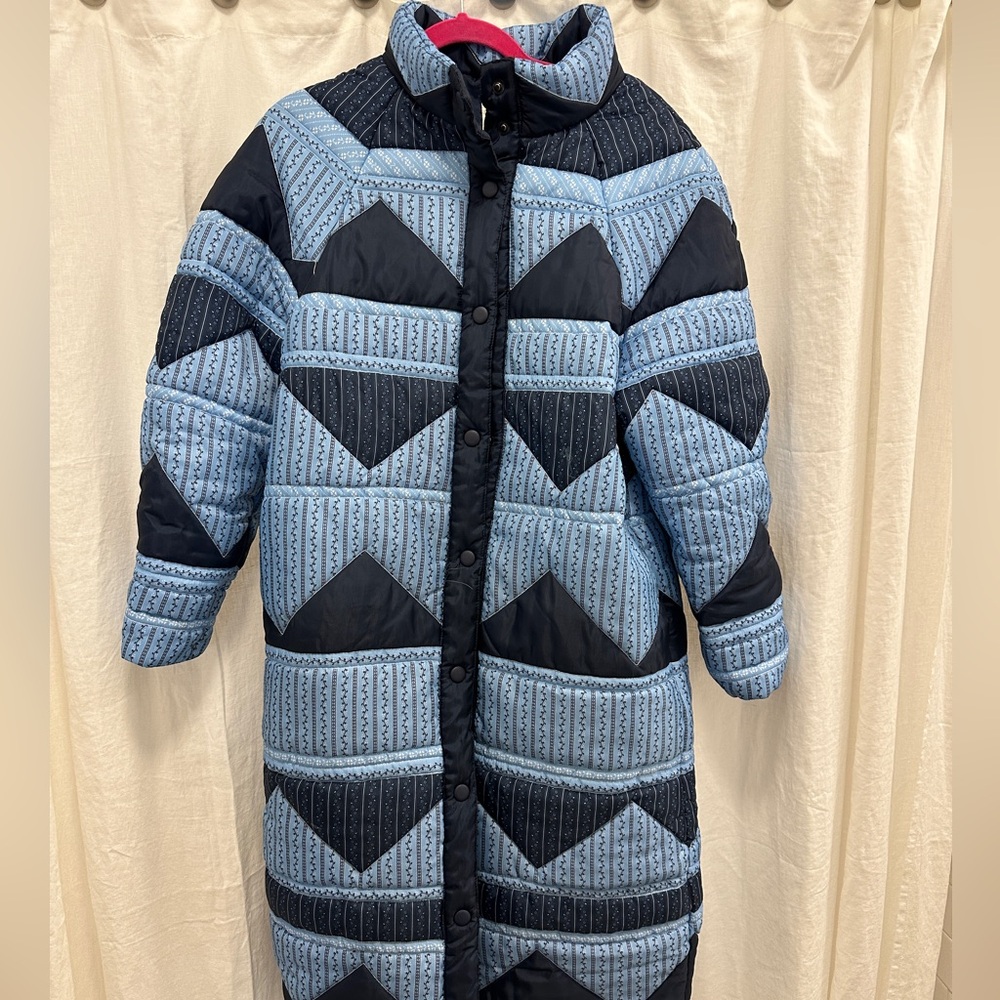 Sea New York long patchwork quilt-look coat